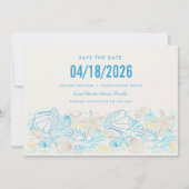 Simple Seashell Foto Beach Wedding Save the Date (Vorderseite)
