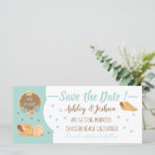 Simple Seashells Beach Save the Date Card (Stehend Vorderseite)