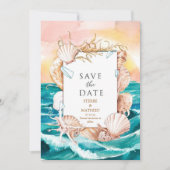 Simple Seashells Beach Wedding Save The Date (Vorderseite)