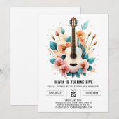Simple Serenade Guitar Birthday Einladung (Vorne/Hinten)