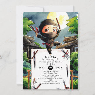 Simple Shuriken Ninja Birthday Einladung