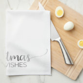 Simple Silver Calligraphy Weihnachten Geschirrtuch (Viertel Falte)