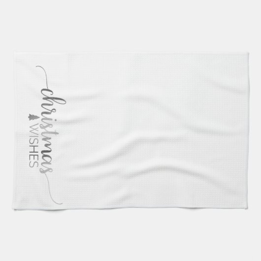 Simple Silver Calligraphy Weihnachten Geschirrtuch (Horizontal)