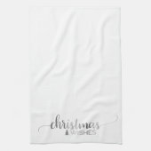 Simple Silver Calligraphy Weihnachten Geschirrtuch (Vertikal)
