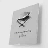 Simple Silver Eyelash Glitter Sparkle Beauty Salon Quadratische Wanduhr (Winkel)