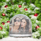 Simple Sisters 2 Photo Modern Script Snow Globes Schneekugeln (Weihnachten)