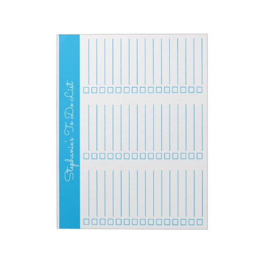 Simple Sky Blue 8.5x11 Three Column Checklist Notizblock (Rotiert)