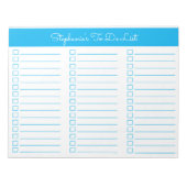 Simple Sky Blue 8.5x11 Three Column Checklist Notizblock (Vorderseite)
