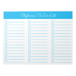 Simple Sky Blue 8.5x11 Three Column Checklist Notizblock