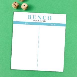 Simple Sky Blue and White Bunco Table Tally Notizblock