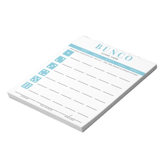 Simple Sky Blue Bunco Score Card Notepad Notizblock (Rotiert)