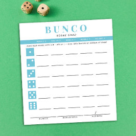 Simple Sky Blue Bunco Score Card Notepad Notizblock