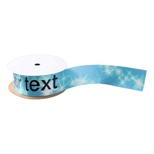 Simple sky blue glitt sparkle stars add your text satinband (Spule)