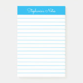 Simple Sky Blue Lined Personalisiert Post-it Klebezettel (Vorderseite)