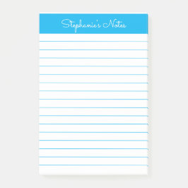 Simple Sky Blue Lined Personalisiert Post-it Klebezettel