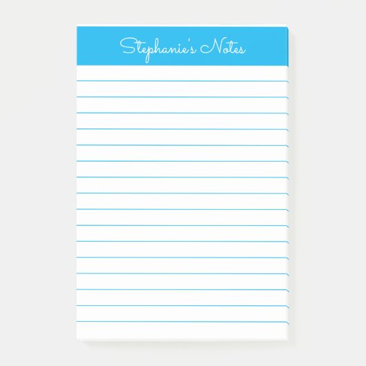 Simple Sky Blue Lined Personalisiert Post-it Klebezettel (Vorderseite)