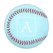 Simple Sky Blue Monogram Baseball (Vorderseite Links)