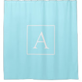 Simple Sky Blue Monogram Duschvorhang (Vorderseite)