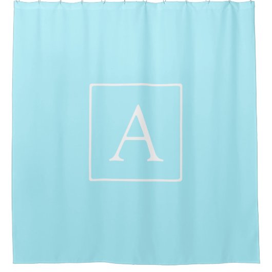 Simple Sky Blue Monogram Duschvorhang (Vorderseite)