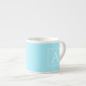 Simple Sky Blue Monogram Espressotasse (Vorderseite Rechts)