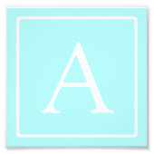 Simple Sky Blue Monogram Fotodruck (Vorne)