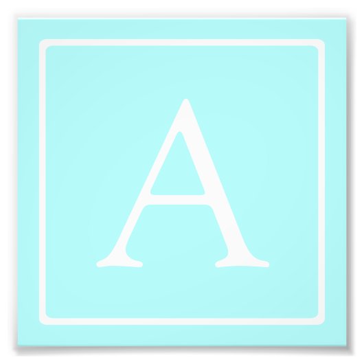 Simple Sky Blue Monogram Fotodruck (Vorne)