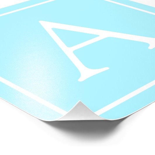 Simple Sky Blue Monogram Fotodruck (Ecke)