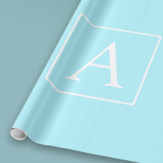 Simple Sky Blue Monogram Geschenkpapier
