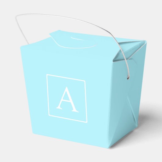 Simple Sky Blue Monogram Geschenkschachtel (Rückseite)