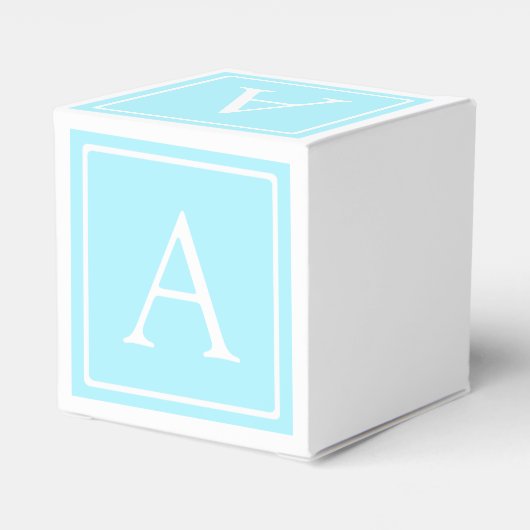 Simple Sky Blue Monogram Geschenkschachtel (Rückseite)