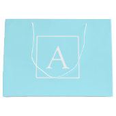 Simple Sky Blue Monogram Große Geschenktüte (Vorderseite)