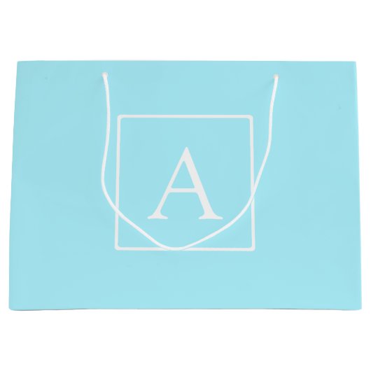 Simple Sky Blue Monogram Große Geschenktüte (Vorderseite)