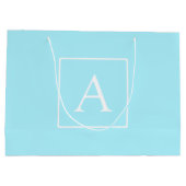 Simple Sky Blue Monogram Große Geschenktüte (Rückseite)