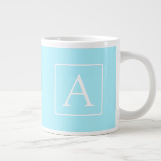 Simple Sky Blue Monogram Jumbo-Tasse (Rechts)