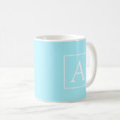 Simple Sky Blue Monogram Kaffeetasse (VorderseiteRechts)
