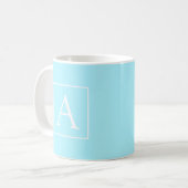 Simple Sky Blue Monogram Kaffeetasse (Vorderseite Links)