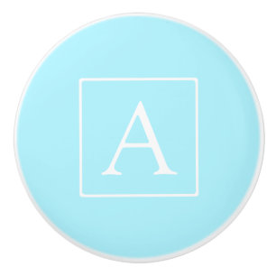 Simple Sky Blue Monogram Keramikknauf
