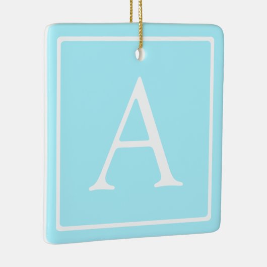 Simple Sky Blue Monogram Keramikornament (Rechts)