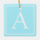 Simple Sky Blue Monogram Keramikornament (Vorderseite)