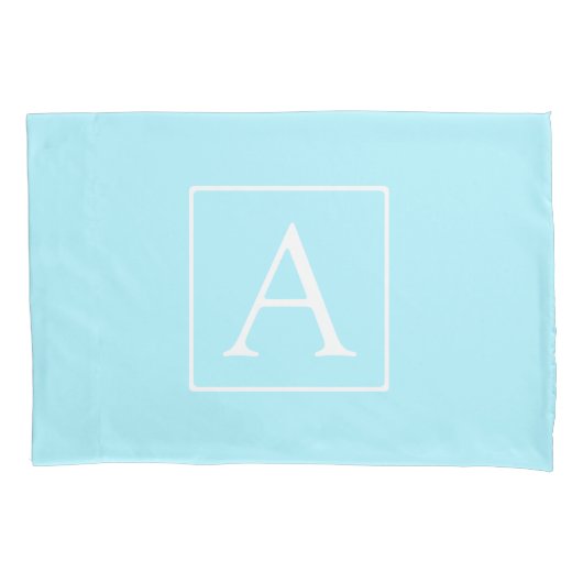 Simple Sky Blue Monogram Kissenbezug (Vorderseite)