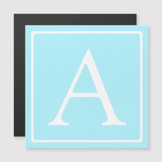 Simple Sky Blue Monogram Magneteinladung (Vorne/Hinten)