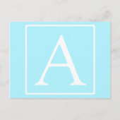 Simple Sky Blue Monogram Postkarte (Vorderseite)