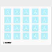 Simple Sky Blue Monogram Quadratischer Aufkleber (Blatt)