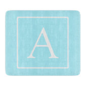 Simple Sky Blue Monogram Schneidebrett (Vorderseite)