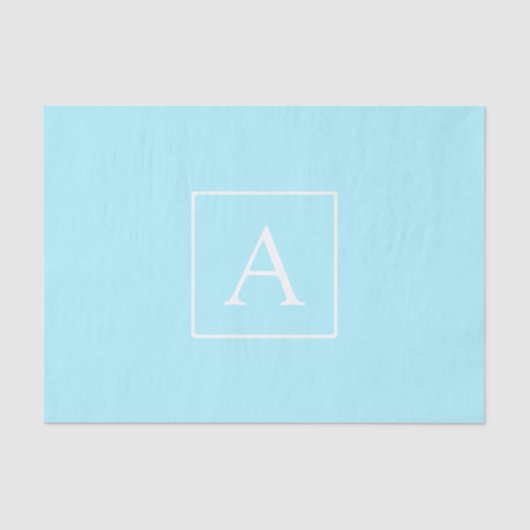 Simple Sky Blue Monogram Seidenpapier (Vorderseite)