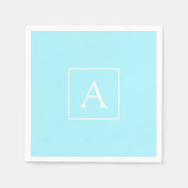 Simple Sky Blue Monogram Serviette (Vorderseite)