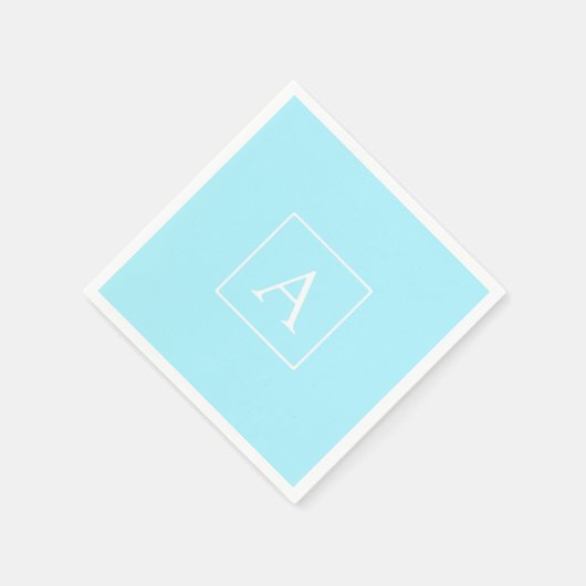 Simple Sky Blue Monogram Serviette (Ecke)
