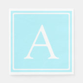 Simple Sky Blue Monogram Serviette (Vorderseite)