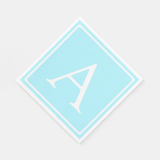 Simple Sky Blue Monogram Serviette (Ecke)
