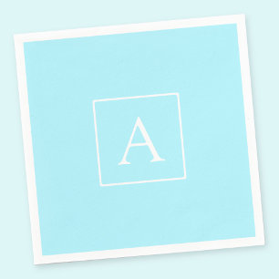 Simple Sky Blue Monogram Serviette